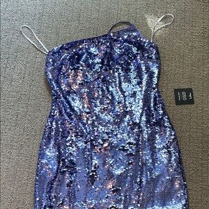 Blue Sequin Dress with Spaghetti Straps